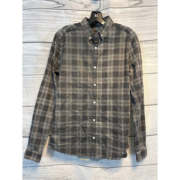 Mens Asos Grey Plaid Button Down Shirt Size M - Picture 1 of 2